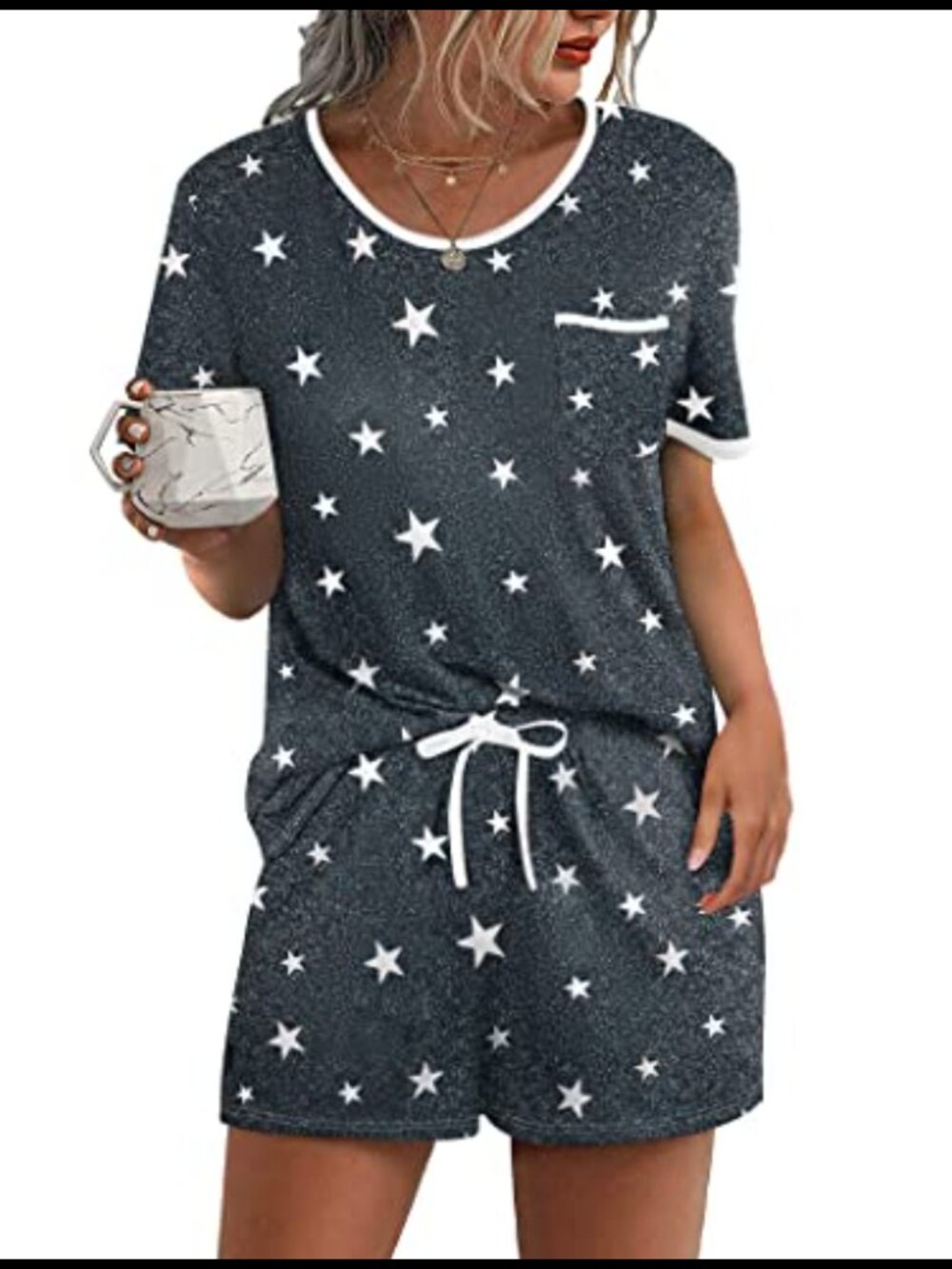 Women's 2 Piece Short Sleeve Pajama Set with Pockets